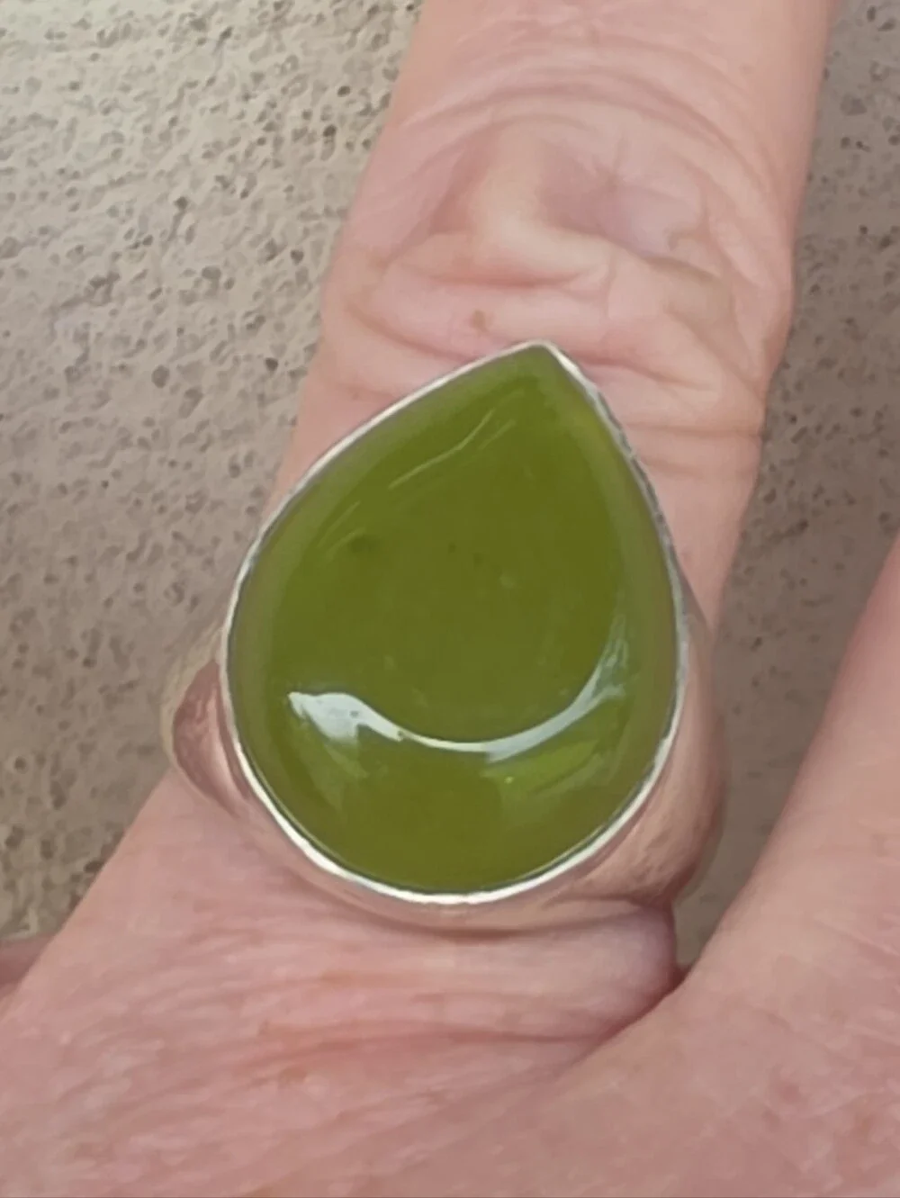 Olive Green Chalcedony Gemstone Ring In 925 Sterling Silver (9.5)